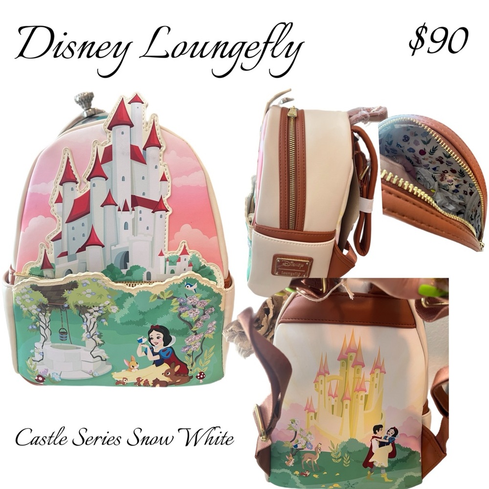 Disney Loungefly Castle Series Snow White Backpack - Pink and White